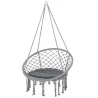 Silla Colgante Redondo de Ø60 cm Silla Hamaca Columpio con Cojín y Cuerda de Algodón para Interior y Exterior Ca... - Ogal.Es