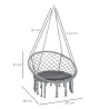 Silla Colgante Redondo de Ø60 cm Silla Hamaca Columpio con Cojín y Cuerda de Algodón para Interior y Exterior Ca... - Ogal.Es
