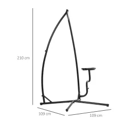 Soporte para Silla Colgante 190 cm Sostén para Columpio con Mesita Lateral Carga Máx. 120 kg Estructura de Metal... - Ogal.Es