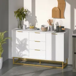 Aparador Moderno Aparador para Salón con 3 Cajones 2 Puertas y Estante Ajustable Mueble Auxiliar para Salón Coci... - Ogal.Es