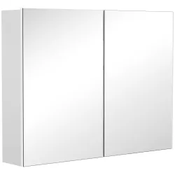Armario de Baño con Espejo Armario de 2 Puertas con 3 Estantes Interiores Estilo Moderno para Dormitorio Salón 8... - Ogal.Es