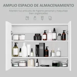 Armario de Baño con Espejo Armario de 2 Puertas con 3 Estantes Interiores Estilo Moderno para Dormitorio Salón 8... - Ogal.Es
