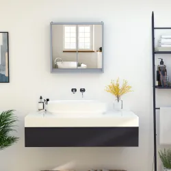 Armario de Baño con Espejo con 2 Puertas y Estante Ajustable Mueble Colgante de Baño para Aseo Estilo Moderno 48... - Ogal.Es