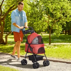 Carrito para Perros Pequeños con Ruedas Universales Cesta de Almacenaje Correas de Seguridad y Ventanas 67x45x96... - Ogal.Es