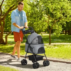 Carrito para Perros Pequeños con Ruedas Universales Cesta de Almacenaje Correas de Seguridad y Ventanas 67x45x96... - Ogal.Es