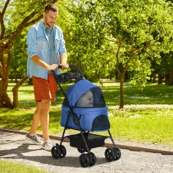 Carrito para Perros Pequeños con Ruedas Universales Cesta de Almacenaje Correas de Seguridad y Ventanas 67x45x96... - Ogal.Es