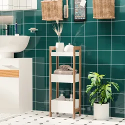 Estantería de Baño con 3 Estantes Organizador de Almacenaje Bambú para Cocina Sala de Estar Lavadero 27,5x20,8x7... - Ogal.Es
