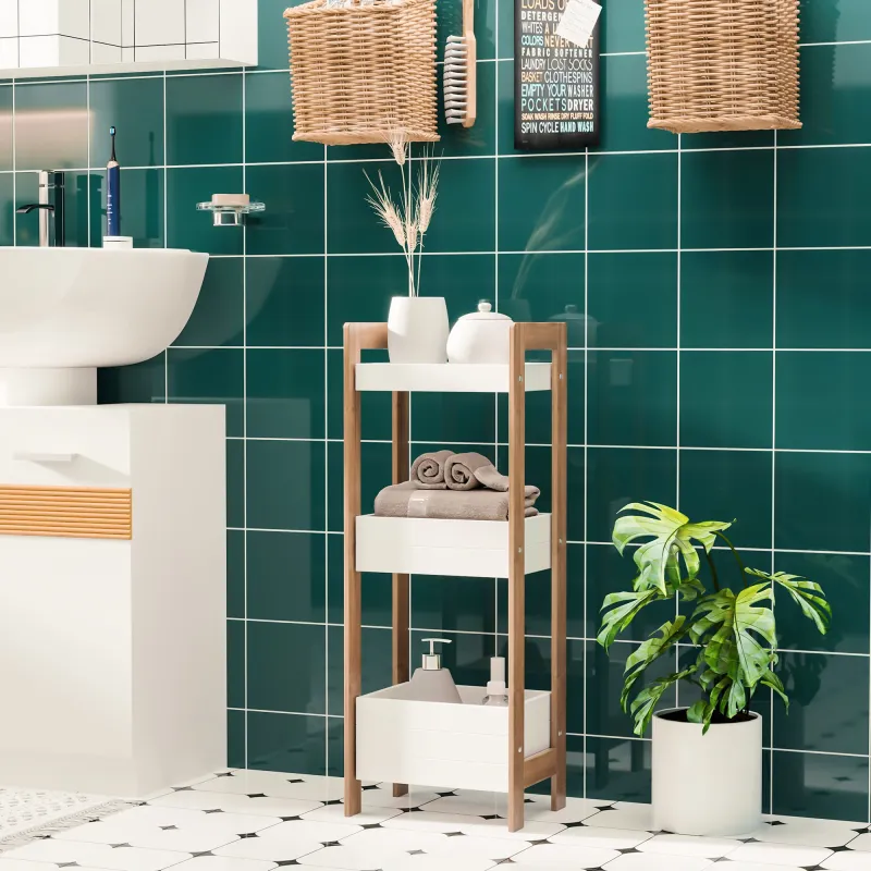 Estantería de Baño con 3 Estantes Organizador de Almacenaje Bambú para Cocina Sala de Estar Lavadero 27,5x20,8x7... - Ogal.Es