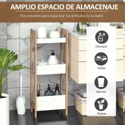 Estantería de Baño con 3 Estantes Organizador de Almacenaje Bambú para Cocina Sala de Estar Lavadero 27,5x20,8x7... - Ogal.Es