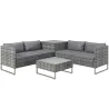 Conjunto de 4 Muebles de Jardín de Ratán con 2 Sofás Dobles Mesa Central Mesa con Arcón Cojines Extraíbles para ... - Ogal.Es