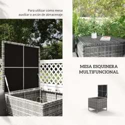 Conjunto de 4 Muebles de Jardín de Ratán con 2 Sofás Dobles Mesa Central Mesa con Arcón Cojines Extraíbles para ... - Ogal.Es