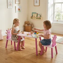 Juego de Mesa y 2 Sillas Infantiles de Madera Set de Mesa 55x34x42 cm Sillas 28x26x50 cm para Niños de 2-4 Años ... - Ogal.Es