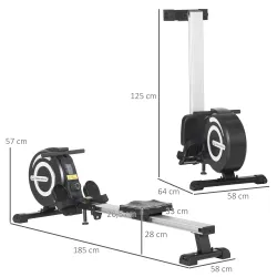 Máquina de Remo Plegable con Resistencia Ajustable Volante de 4kg y Monitor LCD Carga 120kg 185x58x57 cm Negro y... - Ogal.Es