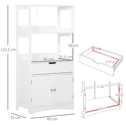 Armario de Baño con 3 Estantes Cajón y 2 Puertas Mueble de Almacenamiento de Suelo Moderno para Cocina Dormitori... - Ogal.Es