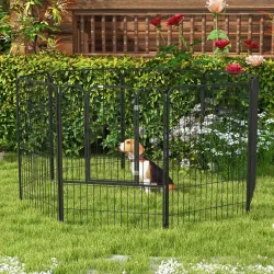Parque para Mascotas de 8 Paneles 80x100 cm Corralito para Perros con Puerta y Doble Pestillo Metálicos Negro - Ogal.Es