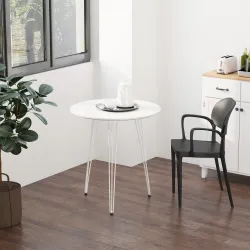 Mesa de Comedor Redonda con Patas de Horquilla Metálicas Estilo Moderno Nórdico para Cocina Salón Cafetería Bar ... - Ogal.Es