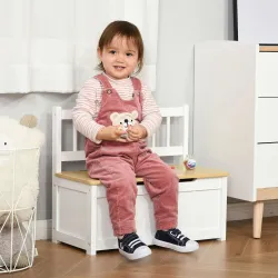 Baúl para Juguetes Banco Almacenaje para Niños con Respaldo y Tapa Amortiguadora Carga 40 kg para Salas de Juego... - Ogal.Es