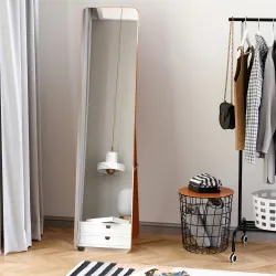 Espejo de Pie Cuerpo Entero Rectangular Espejo de Pared con 2 Formas de Uso Marco de Madera de Pino Moderno para... - Ogal.Es