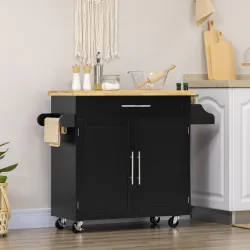 Carrito de Cocina con Armario con Puertas y Estante Interior Ajustable Cajón Barra y Especiero Móvil Aparador Au... - Ogal.Es