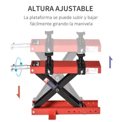Plataforma Elevadora para Motocicletas Carga Máxima 500 kg con Altura Ajustable de 19-53 cm Soporte de Moto para... - Ogal.Es