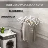 Tendedero de Pared Extensible de 63,5 cm Tendedero de Ropa de Metal con 5 Barras para Interior y Exterior Baño B... - Ogal.Es