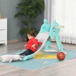 Tobogán para Niños +18 Meses Plegable 2 en 1 con Canasta de Baloncesto Modelo Jirafa Juguete Infantil para Inter... - Ogal.Es