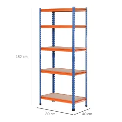 Estantería Metálica de Almacenaje 80x40x182 cm con 5 Niveles Ajustables en Altura Carga Máxima por Estante 300 k... - Ogal.Es