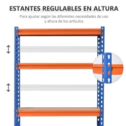 Estantería Metálica de Almacenaje 80x40x182 cm con 5 Niveles Ajustables en Altura Carga Máxima por Estante 300 k... - Ogal.Es