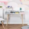 Mesa de Escritorio Infantil Mesa Consola con 1 Compartimento Abierto y 2 Cajones Estilo Nórdico para Estudio Ent... - Ogal.Es