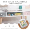 Mesa de Escritorio Infantil Mesa Consola con 1 Compartimento Abierto y 2 Cajones Estilo Nórdico para Estudio Ent... - Ogal.Es