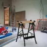 Banco de Trabajo Plegable Portátil con Tableros Ajustables Ángulo y Distancia 63,5x60,5x78 cm Madera Natural y N... - Ogal.Es