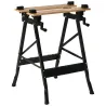 Banco de Trabajo Plegable Portátil con Tableros Ajustables Ángulo y Distancia 63,5x60,5x78 cm Madera Natural y N... - Ogal.Es