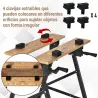 Banco de Trabajo Plegable Portátil con Tableros Ajustables Ángulo y Distancia 63,5x60,5x78 cm Madera Natural y N... - Ogal.Es