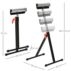 Soporte de Rodillo Plegable y Ajustable en Altura de 68-110 cm con Manivela de Bloqueo Carga Máx. 60kg / 90kg Ca... - Ogal.Es
