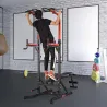 Estación de Musculación Torre de Entrenamiento con Altura Ajustable y Respaldo Regulable en 5 Posiciones Barra d... - Ogal.Es