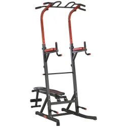 Estación de Musculación Torre de Entrenamiento con Altura Ajustable y Respaldo Regulable en 5 Posiciones Barra d... - Ogal.Es