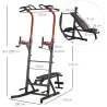 Estación de Musculación Torre de Entrenamiento con Altura Ajustable y Respaldo Regulable en 5 Posiciones Barra d... - Ogal.Es