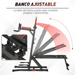Estación de Musculación Torre de Entrenamiento con Altura Ajustable y Respaldo Regulable en 5 Posiciones Barra d... - Ogal.Es
