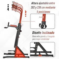 Estación de Musculación Torre de Entrenamiento con Altura Ajustable y Respaldo Regulable en 5 Posiciones Barra d... - Ogal.Es