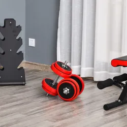 Juego de Mancuernas Ajustables 4 en 1 20 kg como Barra, Mancuernas, con 8 Discos 2 Barras y Biela Ajustable para... - Ogal.Es
