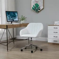 Silla de Oficina Ergonómica Silla de Escritorio Giratoria con Altura Ajustable Respaldo y Reposabrazos de Piel S... - Ogal.Es