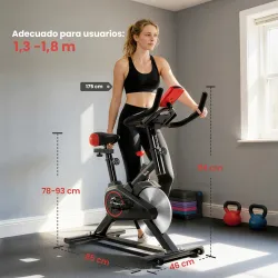 Bicicleta Estática Ciclo Indoor con Pantalla LCD Pulsómetro Sillín y Manillar Ajustables en Altura Volante de In... - Ogal.Es