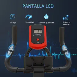 Bicicleta Estática Ciclo Indoor con Pantalla LCD Pulsómetro Sillín y Manillar Ajustables en Altura Volante de In... - Ogal.Es