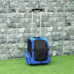 Transportín Carrito para Mascotas 2 en 1 Mochila de Viaje con 2 Ruedas para Perros Gatos con Asa Retráctil de Al... - Ogal.Es