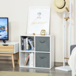 Estantería para Libros de 4 Cubos Librería Modular con 2 Cajones Extraíbles de Tela no Tejida para Oficina Estud... - Ogal.Es