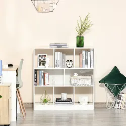 Estantería Librería con 8 Compartimentos Estantería de Exposición Moderno para Sala de Estar 97,5x30x100 cm Blanco - Ogal.Es