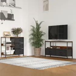 Mueble de TV, Mesa de TV con Estante y 2 Cajones de Tela Plegables, para Televisores hasta 47 Pulgadas, Largo de... - Ogal.Es