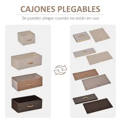 Cómoda para Dormitorio con 5 Cajones Plegables Parte Superior de Madera y Marco Metálico 58x29x99 cm Multicolor - Ogal.Es