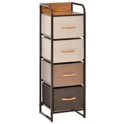 Cómoda para Dormitorio con 4 Cajones Plegables Parte Superior de Madera y Marco Metálico 31x29x99 cm Multicolor - Ogal.Es