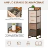 Cómoda para Dormitorio con 4 Cajones Plegables Parte Superior de Madera y Marco Metálico 31x29x99 cm Multicolor - Ogal.Es